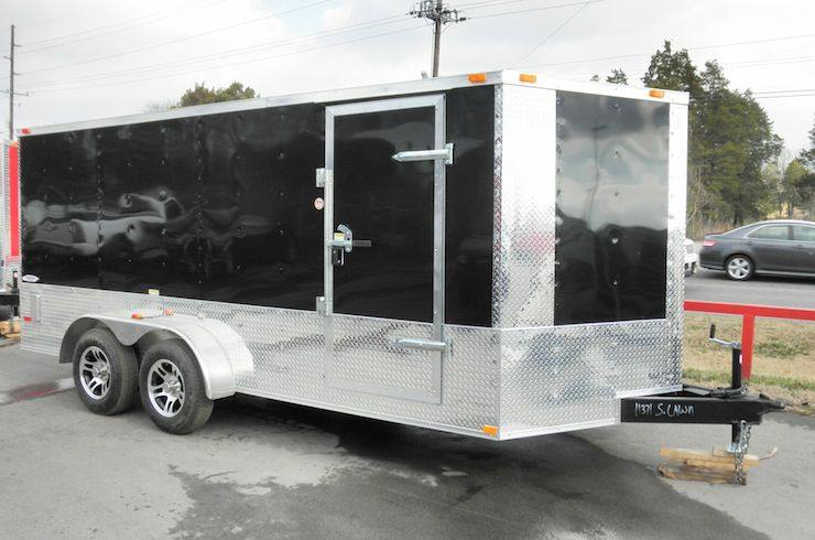 Enclosed Trailer 7′ X 16′ Custom Built – Motorcycle ATV Car Event (Black) Storage - Image 3