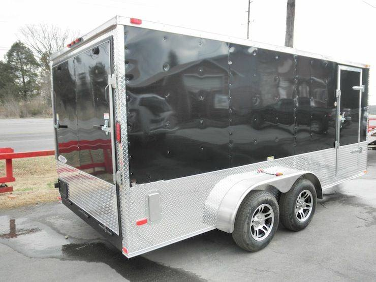 Enclosed Trailer 7′ X 16′ Custom Built – Motorcycle ATV Car Event (Black) Storage - Image 4