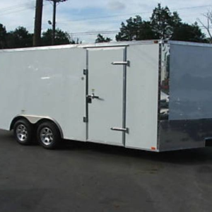 Enclosed Trailer 8.5′ X 18′ White – Motorcycle Car Equipment Hauler Storage