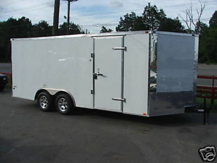 Enclosed Trailer 8.5′ X 18′ White – Motorcycle Car Equipment Hauler Storage